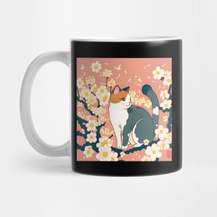 Kawaii Cats under Cherry Blossom Trees Cute Japanese Sakura - Cat Lover Mug